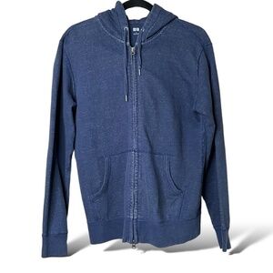 UNIQLO 100% Cotton Women’s Blue Full Zip Hoodie Kangaroo Pockets US Sz L